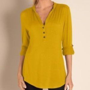 SOFT SURROUNDINGS Mustard Sonora Roll Sleeve Tunic